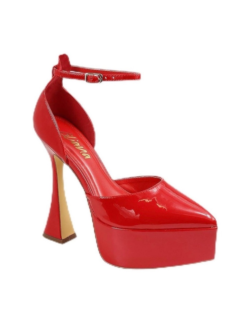 Liliana Footwear Women's Pointed Pump, Canna-1 Red Platform Heels